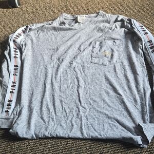 PINK Victoria's Secret Gray Long Sleeve Tee with Logo And Sequins